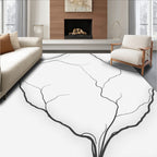 Monochrome Abstract Branch Lattice Rug