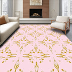Golden Art Deco Lilies on Pink Rug
