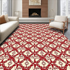 Crimson Repeating Floral Lattice Rug