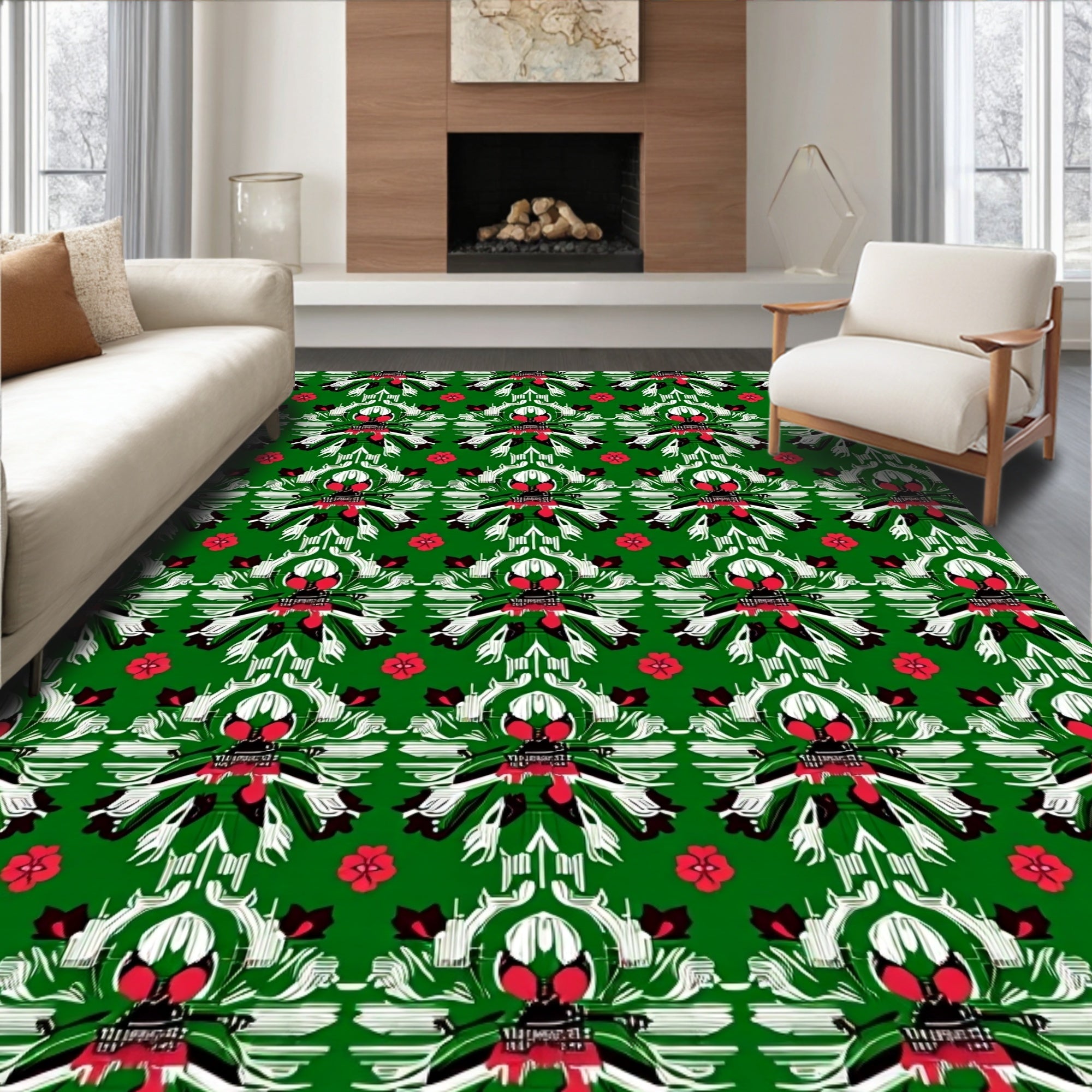Green Bloom Mandala Rug