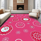 Crimson Floral Medallion Faces Rug