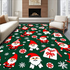 Festive Santa Claus Snowflake Houses Rug