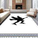 Black Skating Swan With Skates Border Rug