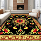 Crimson Gold Sun Burst Medallion Rug