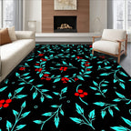 Aqua Red Berry Vine Wreath Rug