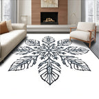 Monochromatic Gray Snowflake Floral Rug
