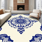 Ornate Blue Mandala Medallion Tile Rug