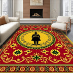 Red Yellow Soldier Medallion Border Rug