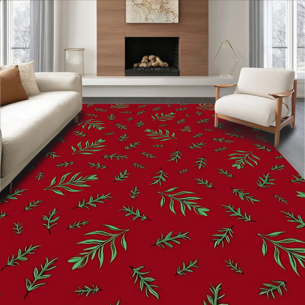 Red Emerald Leaf Scatter Rug
