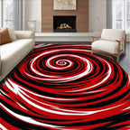 Bold Red White Swirl Concentric Rug