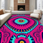 Radiant pink teal medallion mandala Rug