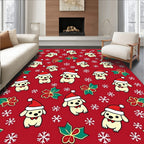 Cute Santa Puppy Snowflakes Wreath Holiday Rug