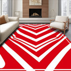Bold Red White Chevron Stream Rug