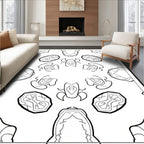 Bold Black and White Symmetry Oval Rug