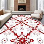 Red Ornamental Diamond Tile Rug