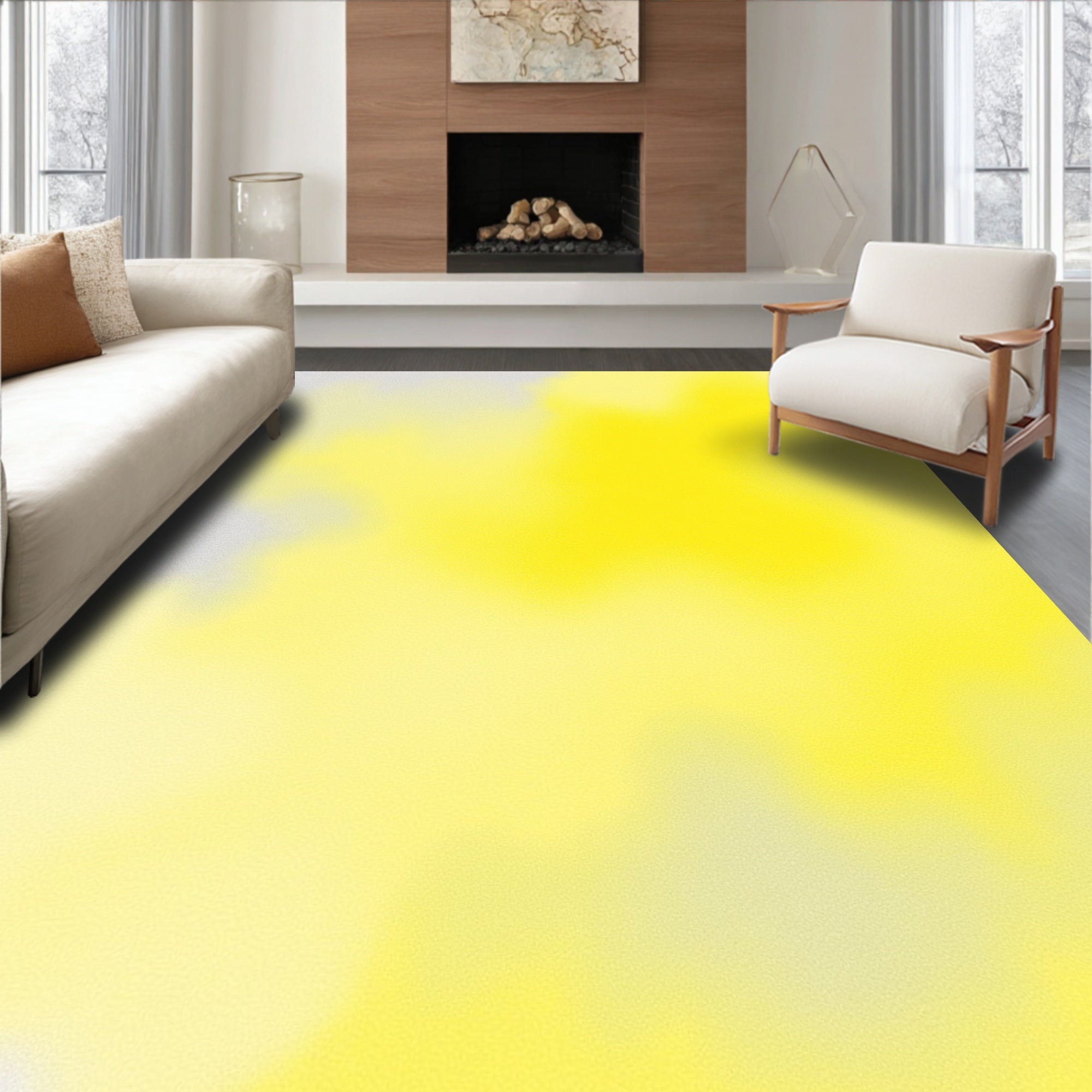 Muted Yellow Gray Cloudburst Aura Rug