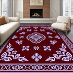 Crimson Floral Laurel Medallion Rug