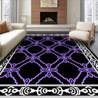 Ornate Lavender Quatrefoil Border Rug