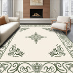 Antique Green Scrollwork Border Rug