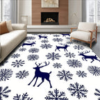Midnight Blue Deer Snowflake Scatter Rug