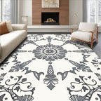 Antique Gray Medallion Floral Vines Rug