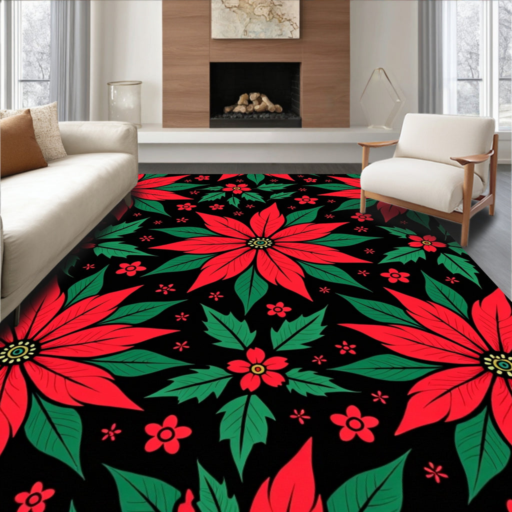 Bold Red Poinsettia Garden Rug