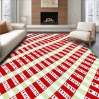 Red Green Striped Diagonal Gingham Rug