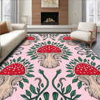Whimsical Red Mushroom Garden Vine Rug