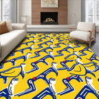 Yellow Blue Red Figural Abstract Rug