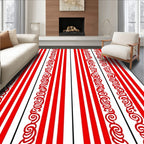 Bold Red Scroll Stripe Rug