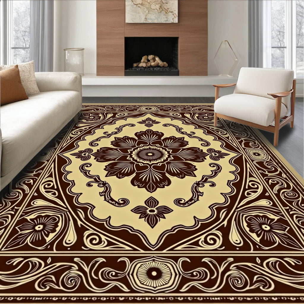 Rich Bronze Floral Medallion Radiance Rug