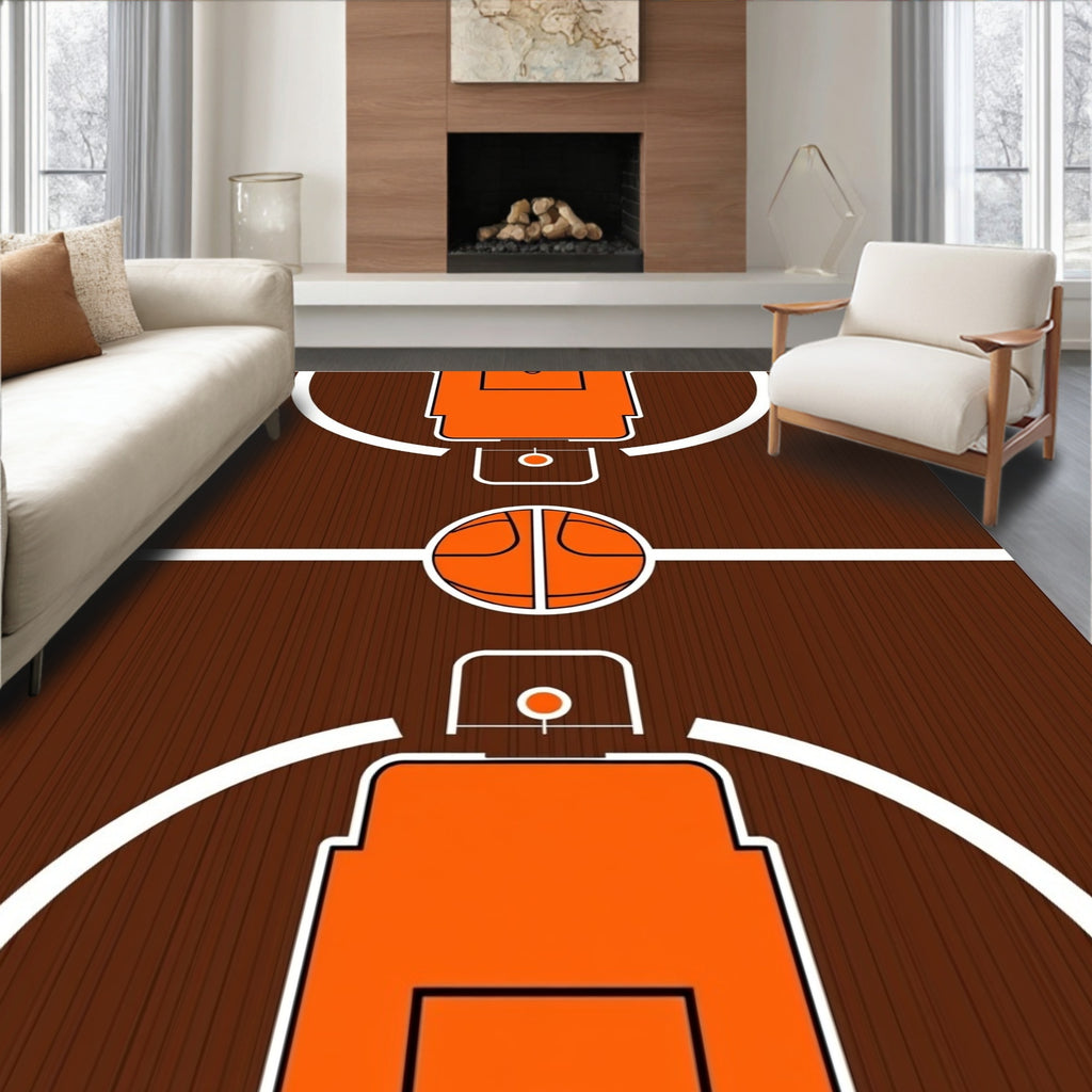 Orange Court Basketball Court Rug
