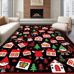 Charming Gnome Village Red White Houses Rug