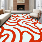 Crimson Abstract Flowing Lines Rug