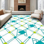 Teal And Lime Diamond Lattice Rug