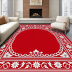 Crimson Floral Arch Traditional Rug