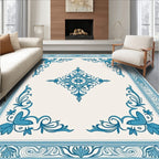 Blue Floral Medallion Border Rug