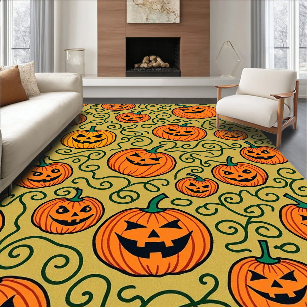 Orange Jack O Lantern Swirls Rug