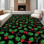 Dark Holly Berry Leaf Foliage Rug