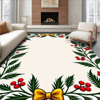 Festive Holly Berry Bow Garland Rug