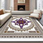 Purple Brown Interlocking Starburst Mandala Rug