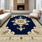 Classical Navy Gold Medallion Border Rug