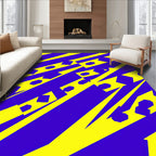 Electric Blue Yellow Jagged Stripes Rug