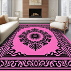 Bold Pink Botanical Medallion Rug