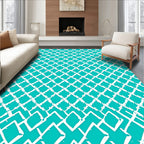 Turquoise White Diamond Lattice Rug