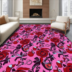 Bold Scarlet Rose Pink Floral Rug