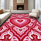 Radiant Crimson Pink Heart Mandala Rug