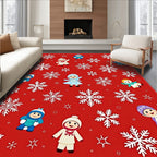 Crimson Snow Kids and Flakes Rug