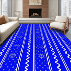 Bright Blue Vertical Stripe Collage Rug