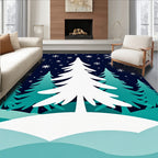 Winter Wonderland Snowy Tree Forest Rug